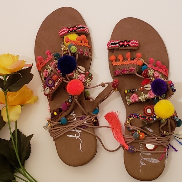 Free People Thaikila Khun Wrap Sandals Large 8 - Picture 2 of 8